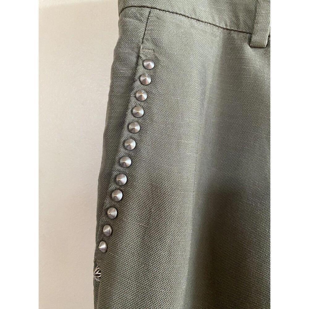 Mason's Linen Blend Casual Green Pants With Studs On The Pockets. Sz.36 US 3/4 - Picture 4 of 6